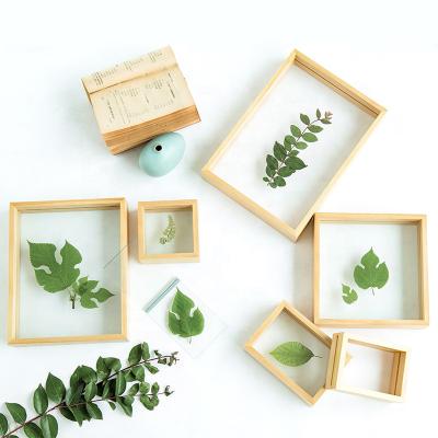 China Folk Amazon Art Selling Custom Wooden Double Sided Shape Glass Square Picture Picture Frame Wood Frame for sale