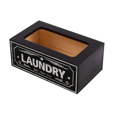 China Handmade Decor Laundry Room Dryer Sheet Rack Custom Color Solid Wood Container Tissue Box for sale