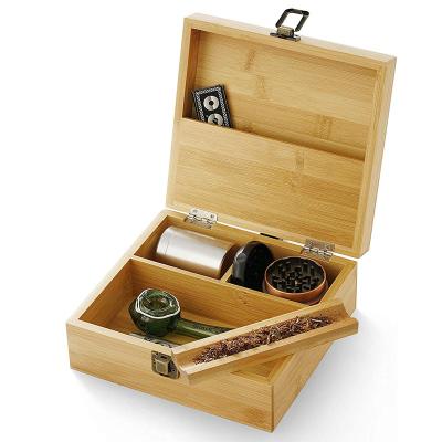 China Factory Custom Handmade Bamboo Wooden Weed Stash Box Smoking Rolling Rolling Box Weed Stash Box for sale