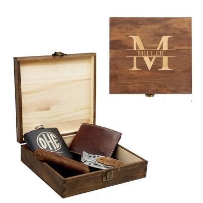 China New Product Handmade Cigar Box Groomsmen Personalized Wooden Wooden Gift Box Cigar Box for sale