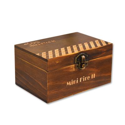 China Vintage Retro Storage Box Handmade Antique Color Engrave Logo Custom Pine Durable Wooden Box With Lock for sale