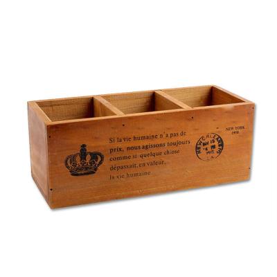 China Flower Pot Home Decor Storage Box Living Room Desktop Items Storage Remote Control Pen Packing Wooden Desktop Stand for sale