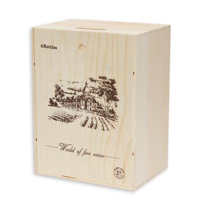 China Handmade Plain Painted Custom Wooden 3 Bottle Black Logo Wine Box for sale