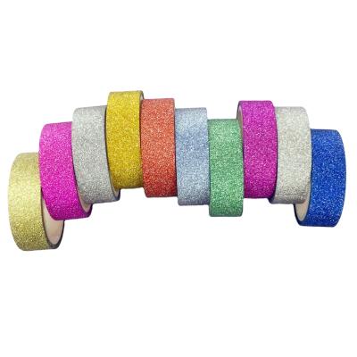 China Colorful Paper Tape Decoration Waterproof Tape Glitter Adhesive Tape Gift Wrapping for sale