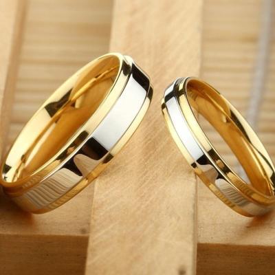 China Punk 2022 Newest High Titanium Wedding Couple Rings Fashion Stainless Steel Gold Plated Ring For Women Wedding Band Loves for sale