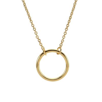 China Girls All-match Jewelry Fashion 12K Gold Ins Simple Ring Pendant Necklace TRENDY Sparkle Round Circle Charms Custom Necklace for sale