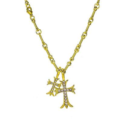 China Newest Religious Christian Jewelry Cross Style Gold Charms With CZ Diamond Amulet Fashion Necklace Dangle Women for sale