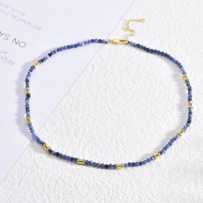 China BOHEMIA New Arrival Custom Fashion Jewelry Blue-veins Stone Beaded Chains Stunning Bohemian Choker Necklace Factory for sale