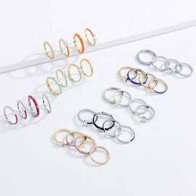 China Beautiful Enamel Ring Sets Kimberlee New Arrival Jewelry CIA Cute Rainbow Color Epoxy Brass Oil Candy Drop For Females for sale