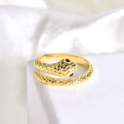 China New Design Hyperbole Real Ladies Valentines Gold Jewelry With Luxury CZ Diamond Snake Shape Rings for sale