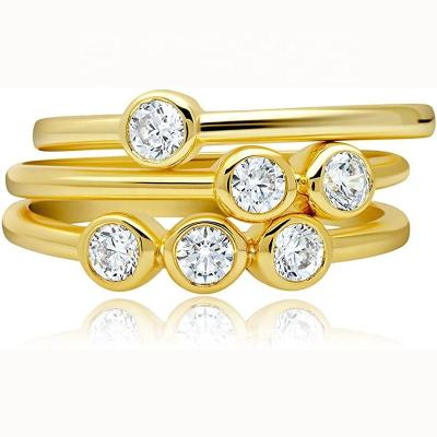 China Latest CLASSIC CZ Diamond Wedding Rings Jewelry Women High Quality Luxury 18k Gold Plated Three Layer Women Ring for sale