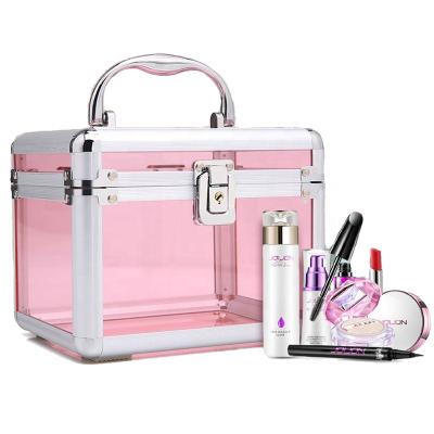 China Waterproof ISO & BSCI Certificate Commercial Factory Aluminum Material Frame PP Acrylic Make Up Train Organizer Case for sale