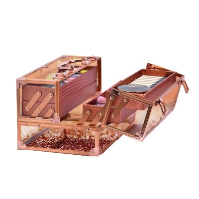 China Rose Gold Acrylic Cosmetics Makeup Storage Box Waterproof Organizer for sale