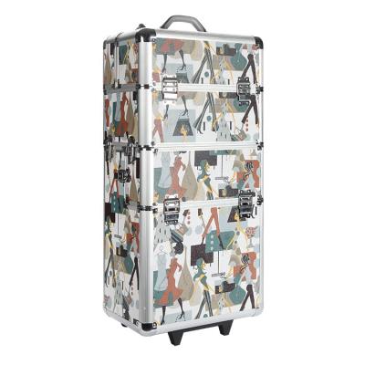 China Waterproof 4 In 1 Case Professional Aluminum Beauty Trolley Makeup Trolley Case for sale