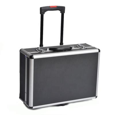 China Move With Black Wheels Color Trolley And Trolley Case For Storage Multi Function Lock Aluminum Tool Box for sale