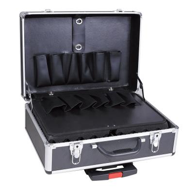 China Waterproof Free Size Carrying Tool Boxes 48X33.5X18.5cm Black Empty Portable Aluminum DIY Tool Box for sale