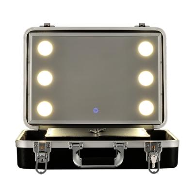 China 2020 New Design Waterproof Professional Makeup Case Portable Cosmetic Makeup Train Case With Light for sale