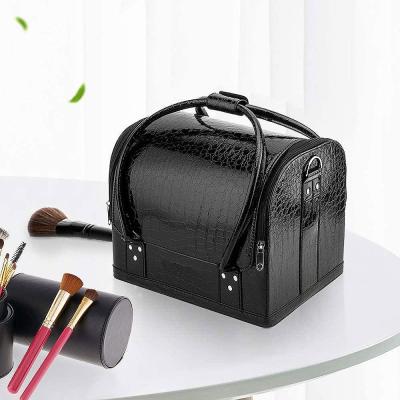 China Professional Black PU Leather Private Label PVC Makeup Storage Bag for sale