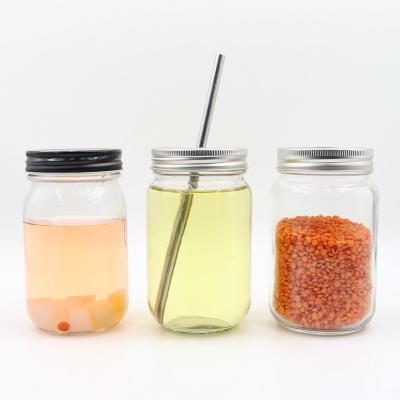 China High Quality Wide Mouth 8oz Cup Food Straw Jars Frascos De Vidrio Con Tapa Kitchen Storage Jar With 16oz Glass for sale