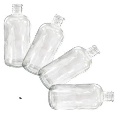 China Beverage 8oz Boston Clear Round Glass Bottles With Caps, 8OZ 250ml Kombucha Glass Bottle Wholesale for sale