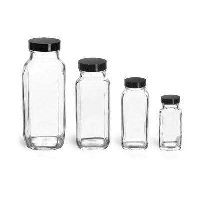 China Hot Selling Glass Bottle 300ml Square 250ml Juice Bottle Glass Juice Bottles Beverage Coffee Cold Drink Bottles for sale