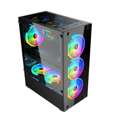 China With Fan 2022 New Arrival ATX M-AXT RGB Fan LED Lights PC Gaming Computer Case Desk for sale