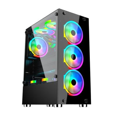 China With Fan 2022 New Custom Designed Micro ATX Tempered Glass RGB Gaming Computer PC Case ATX Computer Case for sale