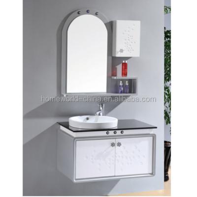 China Modern Porcelain Made PVC Bathroom Vanity With Ceramic Basin for sale