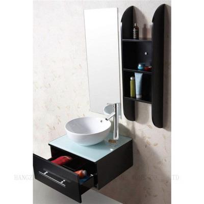 China CLASSIC bathroom cabinet hanging brown color paint with glass worktop Hangzhou bathroom vanity supplier for sale