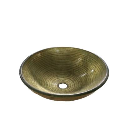 China Modern Art Basin Gold Countertop Glass Wash Bowl for sale