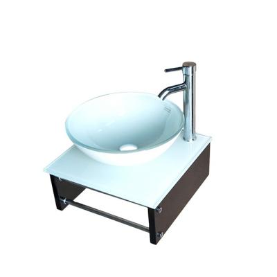 China Small modern single style glass vanity sink with worktop for sale