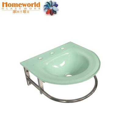 China Modern Wholesale Glass Shampoo Wash Basin Set With Backer for sale