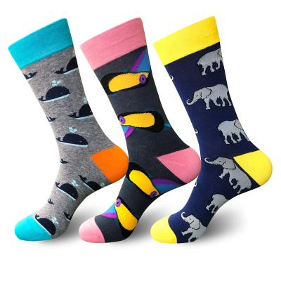 China QUICK DRY Men Fashion Happy Dress Socks Combed Cotton Newest Style Crew Socks for sale