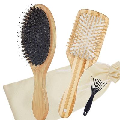 China Wholesale Waterproof Organic Healthy Hair Brush Comb Bamboo Hair Brush With Logo for sale