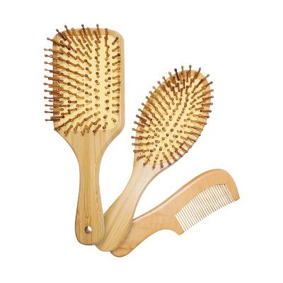 China Custom Logo Waterproof Brush and Comb Set Boar's Cut Straightens Paddle Bamboo Hair Brush for Men's and Women's Thick Curly Hair for sale