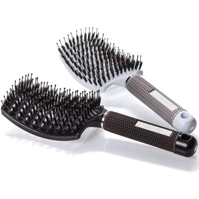 China Waterproof Boar Bristle Hair Brush, Curved Professional Vented Detangling Hair Brush for Long, Thick, Thin Curly and Tangled Hair Duct Brush for sale