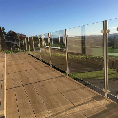 China Modern U Channel Glass Fencing Metal Stair Handrail Stair Railing Indoor Railings Glass Stair Railing for sale