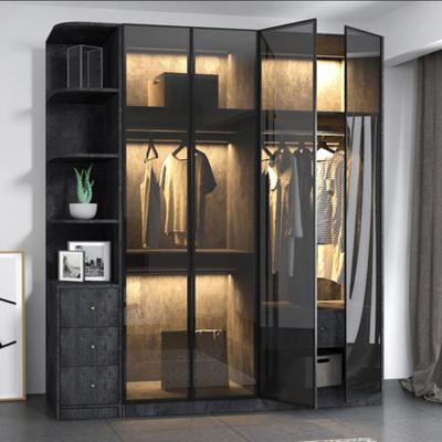 China Extreme Slim Italian Minimalist Aluminum Glass Cabinet Wardrobe Door Style Aluminum Glass Door for sale