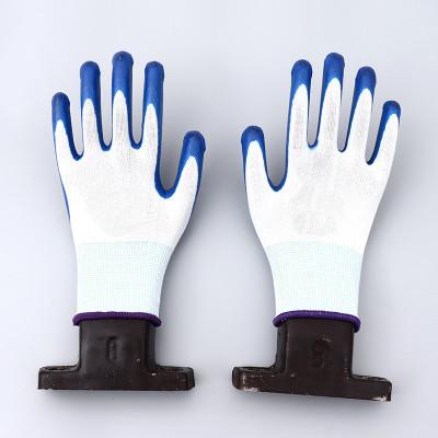 China Durable Blue Nylon White Nitrile Gloves Anti Slip Wear Resistant Cheap Work Gloves for sale