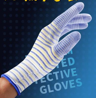 China Durable Work Protection PU Coated Palm Gloves Work Wear Anti-Static Breathable Safe Hand Gloves for sale