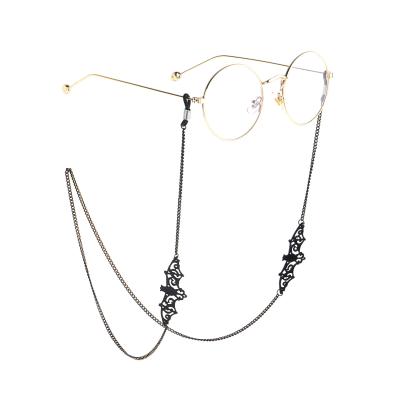 China Black Glassess Bat Hollow Pendants Popular Protective Glasses Metal Shape Glasses Glass Chains Lanyard for sale