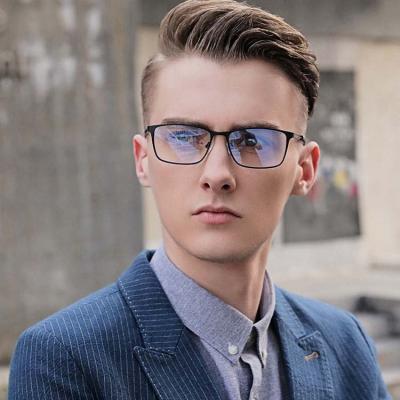 China Fashion Classic New Anti Blue Light Flat Mirror Masculine Simple Frame Men Eye Wear Metal Half Ray Frame Anti-Blue Glasses for sale