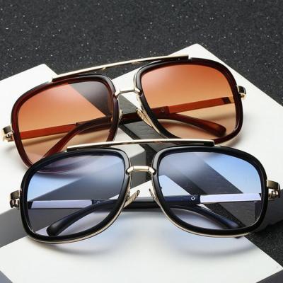 China Newest Fashion Sunglasses Fashion Square Sun Shading Custom Logo Men's Metal Sun Glasses Sunglasses for sale