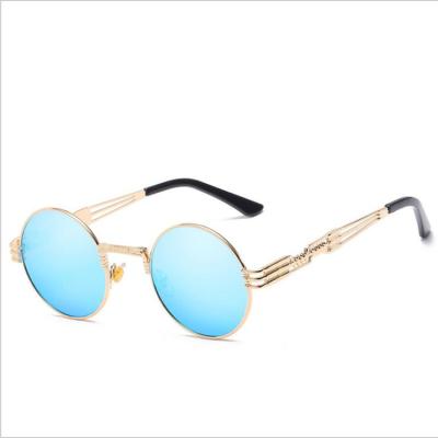 China Anti UV400 Fashion Small Round Metal Sunglasses 2019 Gold Frame With Spring Vintage Steampunk Sun Glasses for sale