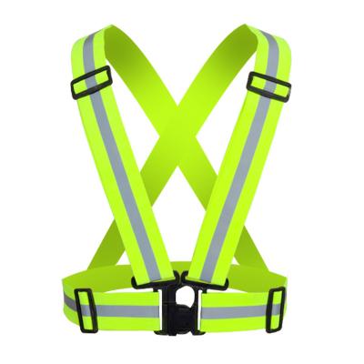 China Adjustable Straps Reflective Reflective Night Running Driving Belt Road Safety Elastic Reflective Vest for sale