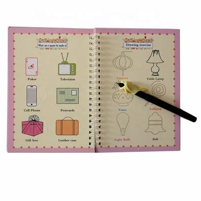 China Kids Learning Reusable Writing Number Drawing Letter Practice Copy Magic Book Customized for sale