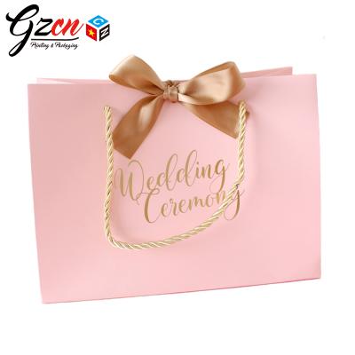 China Recyclable Luxury Paper Shopping Bag With Ribbon Handle For Wedding Dress Paper Bag for sale