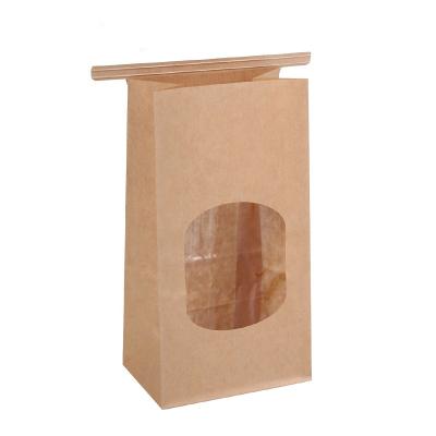 China Recyclable Disposable Packaging For Food Kraft Paper Greaseproof Bag With Window for sale