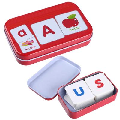 China For Kids Learning Talking ABC Fruit Kids Puzzle Custom Learning Educational Cards With Metal Box for sale