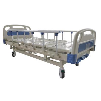 China Hot Selling ABS Plastic Head Panel Manual Three Crank Hospital Bed For Clinic And Hospital for sale